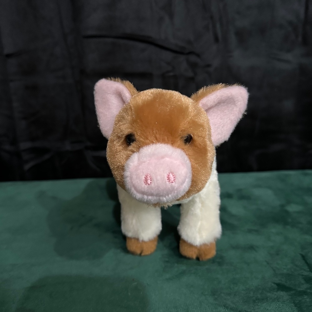 Douglas Cuddle Toys, adorable brown & white pig, plush